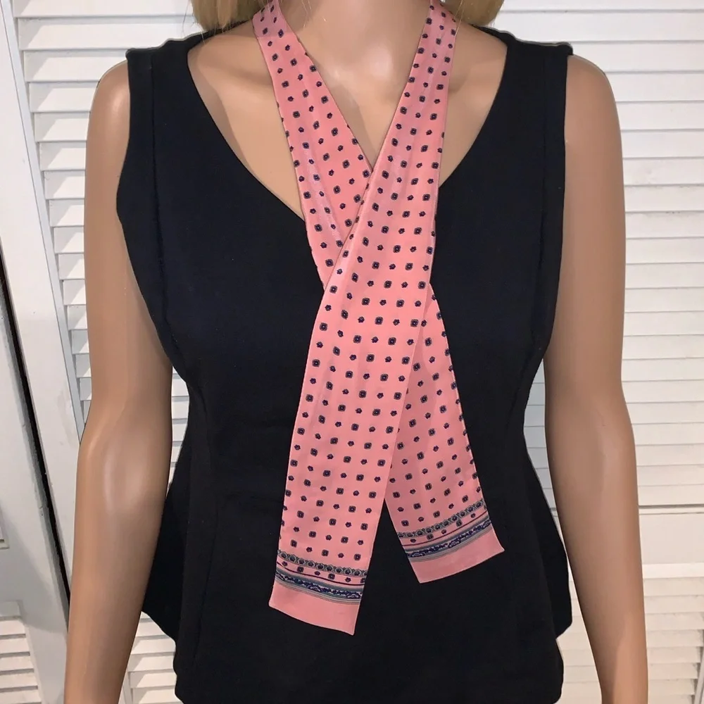 Silk Woman’s tie scarf Pink by Ginnie Johansen 100% Silk